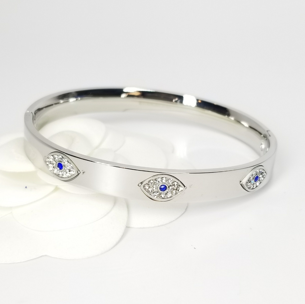 NWT Trendy Evil Eye Stainless Steel Cuff Bracelet
